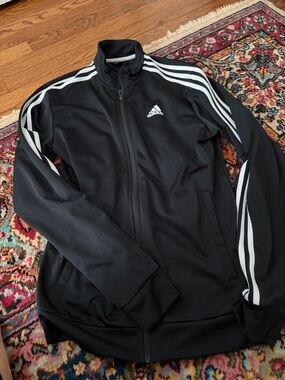 adidas Black Jacket with White Stripes